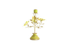 Candle stick 35,5x18x37,5 cm BUTTERFLY light green+light gld