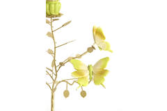 Candle stick 35,5x18x37,5 cm BUTTERFLY light green+light gld