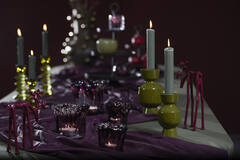 Candle stick Ø8x15 cm ROAS shiny olive green