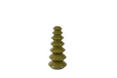 Candle stick Ø10x23 cm MERLIN shiny olive green