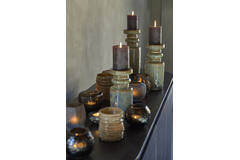 Candle stick Ø11,5x29,5 cm CEROU ceramics denim blue-brown