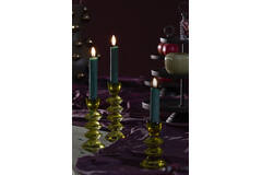 Candle stick Ø8x17 cm ROVELO glass olive green