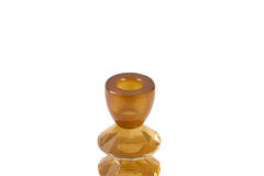 Candle stick Ø8x17 cm ROVELO glass milky dark brown