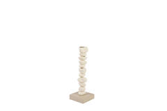 Candle stick 10x10x27 cm OMINA cream+sand