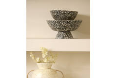 Dish Ø30x15 cm GRACIO bamboo natural+black-cream