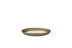 Dish/wall orn S/2 Ø40x4,5+Ø50x6 cm BURICA seagrass nat+black