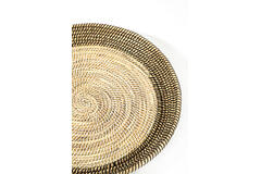 Dish/wall orn S/2 Ø40x4,5+Ø50x6 cm BURICA seagrass nat+black