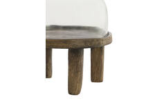 Dish Ø27x30 cm BIA mango wood antique brown+glass clear
