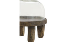 Dish Ø20,5x24 cm BIA mango wood antique brown+glass clear