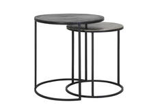 Bijzettafel S/2 Ø40x45+Ø49x50,5 cm TALCA ruw lood+ant. lood