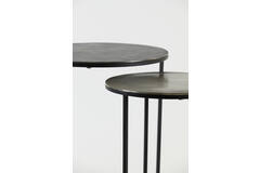 Bijzettafel S/2 Ø40x45+Ø49x50,5 cm TALCA ruw lood+ant. lood