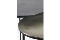 Bijzettafel S/2 Ø40x45+Ø49x50,5 cm TALCA ruw lood+ant. lood