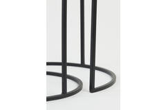 Bijzettafel S/2 Ø40x45+Ø49x50,5 cm TALCA ruw lood+ant. lood