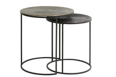 Bijzettafel S/2 Ø41x46+Ø49x52 cm TALCA ant koper+brns circ