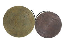 Bijzettafel S/2 Ø41x46+Ø49x52 cm TALCA ant koper+brns circ
