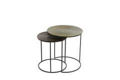 Bijzettafel S/2 Ø41x46+Ø49x52 cm TALCA ant koper+brns circ