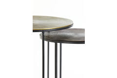 Bijzettafel S/2 Ø41x46+Ø49x52 cm TALCA ant koper+brns circ