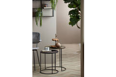 Bijzettafel S/2 Ø41x46+Ø49x52 cm TALCA ant koper+brns circ