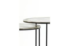 Bijzettafel S/2 Ø41x46+Ø49x52 cm TALCA ruw nikkel