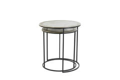Bijzettafel S/2 Ø41x46+Ø49x52 cm TALCA ruw nikkel