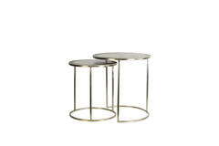 Bijzettafel S/2 Ø40x45+Ø50x52 cm TALCA licht goud