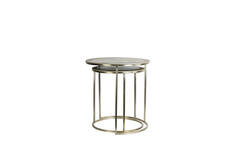 Bijzettafel S/2 Ø40x45+Ø50x52 cm TALCA licht goud