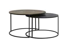 Salontafel S/2 Ø67,5x39,5+Ø75x45 cm TALCA antiek koper+brons