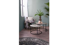 Coffee table S/2 Ø67,5x39,5+Ø75x45 cm TALCA raw nickel