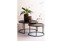Coffee table S/2 Ø60x38+Ø78x42 cm TALCA lead antiq deep edge