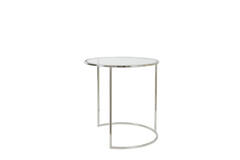 Bijzettafel S/2 Ø40x45+Ø50x52 cm DUARTE nikkel+glas