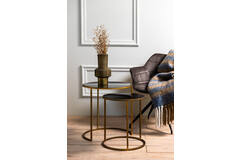 Bijzettafel S/2 Ø40x45+Ø50x52 cm DUARTE smoke glas-goud
