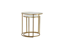 Bijzettafel S/2 Ø40x45+Ø50x52 cm DUARTE glas-goud