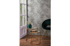 Bijzettafel S/2 Ø40x45+Ø50x52 cm DUARTE glas-goud