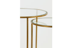 Bijzettafel S/2 Ø40x45+Ø50x52 cm DUARTE glas-goud
