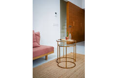 Bijzettafel S/2 Ø40x45+Ø50x52 cm DUARTE glas-goud