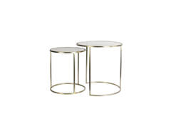Bijzettafel S/2 Ø40x45+Ø50x52 cm DUARTE gls bruin+licht goud