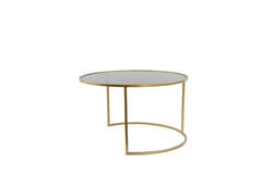 Salontafel S/2 Ø65x39+Ø75x44 cm DUARTE smoke glas-goud