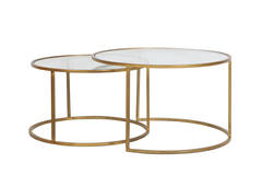 Salontafel S/2 Ø65x39+Ø75x44 cm DUARTE glas-goud