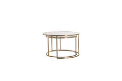 Salontafel S/2 Ø65x39+Ø75x44 cm DUARTE gls bruin+licht goud