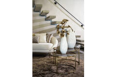 Salontafel S/2 Ø65x39+Ø75x44 cm DUARTE gls bruin+licht goud