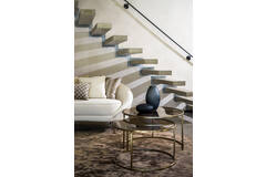 Salontafel S/2 Ø65x39+Ø75x44 cm DUARTE gls bruin+licht goud