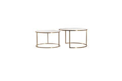 Salontafel S/2 Ø65x39+Ø75x44 cm DUARTE gls bruin+licht goud