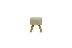 Stool 40x31x46 cm RAMY leather sand+wood natural