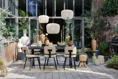 Stool 40x31x46 cm RAMY leather sand+wood natural