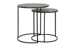 Bijzettafel S/2 Ø41x46+Ø49x52 cm RENGO relief antiek brons