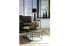 Coffee table S/2 Ø61x37+Ø76x41 cm RENGO texture ant bronze