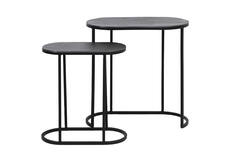 Bijzettafel S/2 max 53x26x53 cm BOCOV antiek lood-zwart