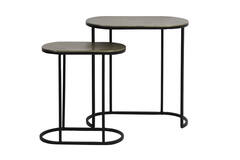 Bijzettafel S/2 max 53x26x53 cm BOCOV antiek brons-zwart