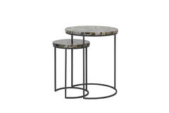 Bijzettafel S/2 Ø28x42+Ø41x50 cm AXAT agaat bruin+zwart