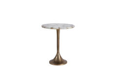 Side table Ø48x53 cm RICKERD agate white+antique bronze